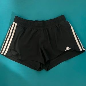 adidas Women’s Medium Grey and White Stripe Running Short